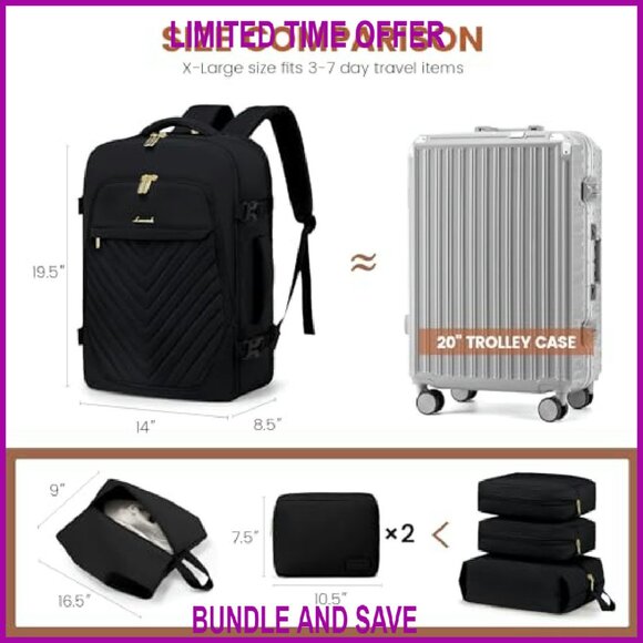 TSA-Approved Travel Backpack with Laptop Sleeve, Expandable 40L Storage
